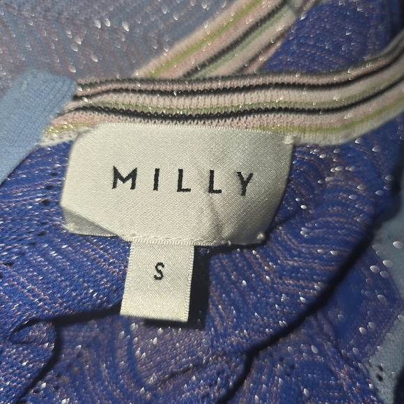 Milly Knit Chevron Zig Zag Midi Dress Multicolor Metallic – Size S - Picture 9 of 15